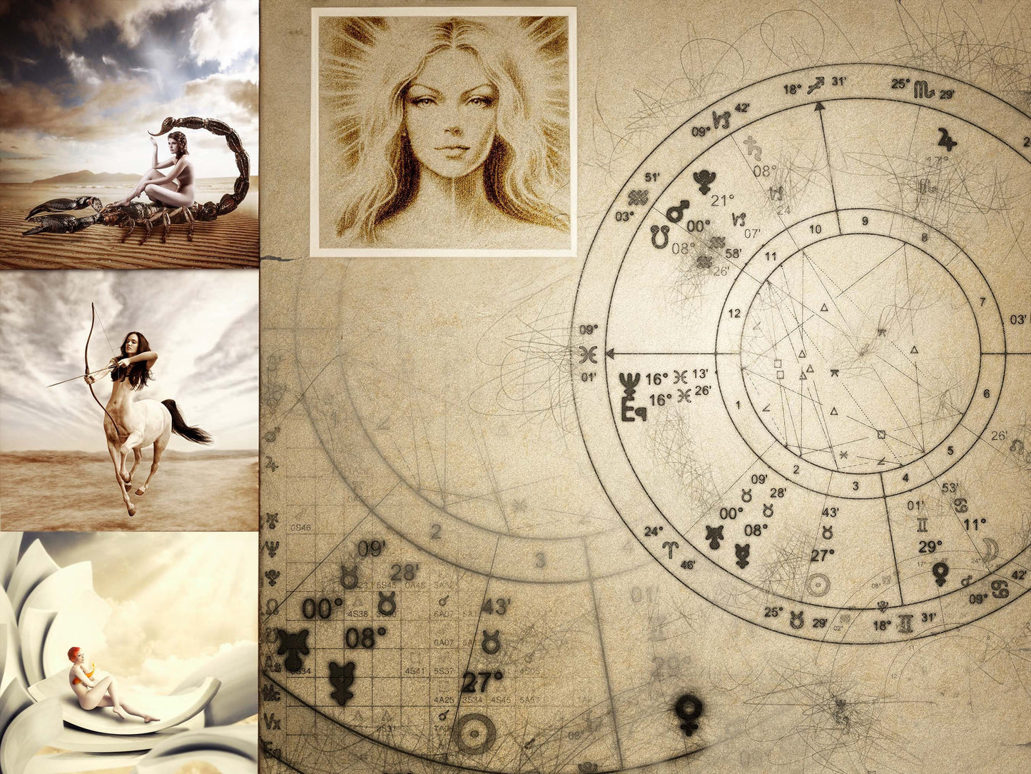 Astrological Big Three Commissioned Art | Portrait of You as Your Sun, Moon, and Rising Sign Zodiac | Astrological Placements Digital Portrait